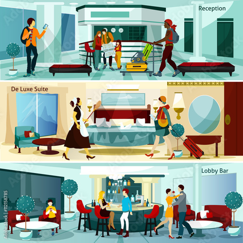 Hotel Interior Banners Set 