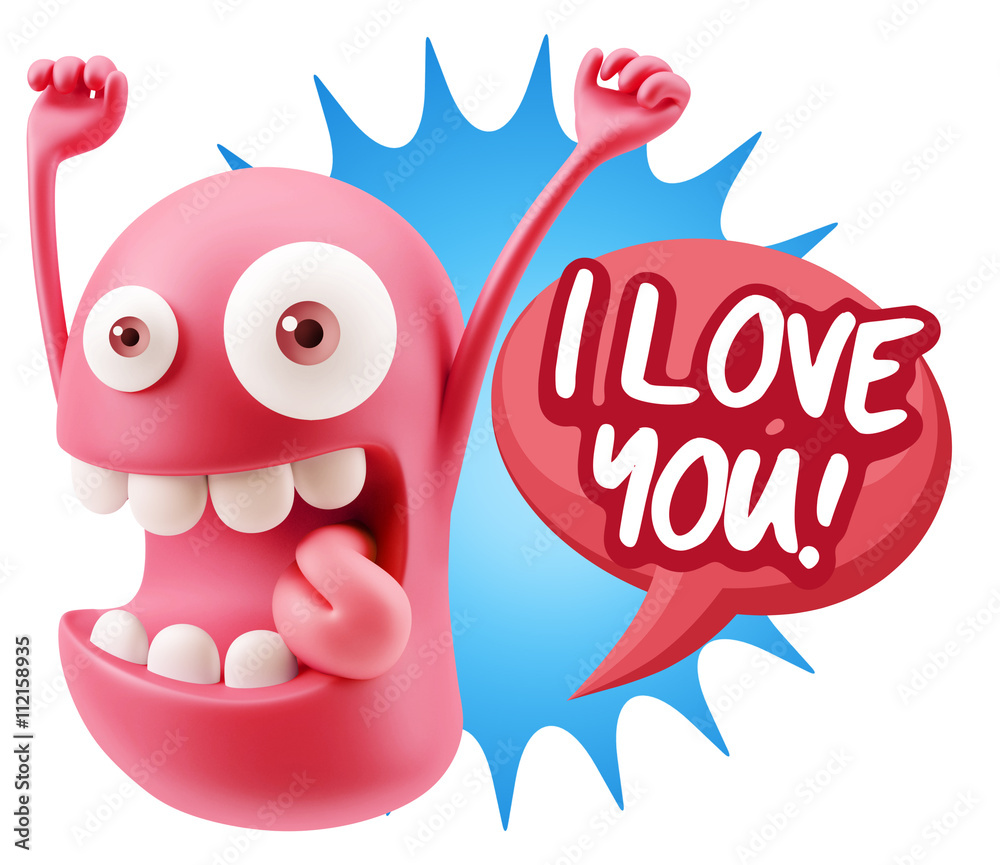 3d Rendering Smile Character Emoticon Expression saying I Love Y 3d Rendering Smile Character Emoticon Expression saying I Love Y