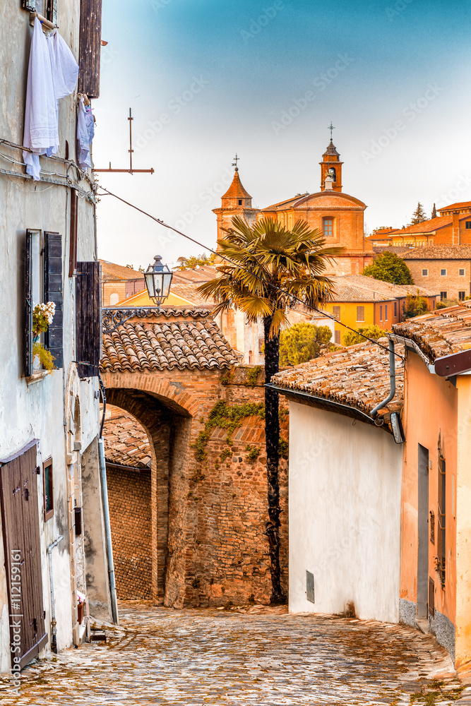 Fototapeta premium cobbled street of a medieval village