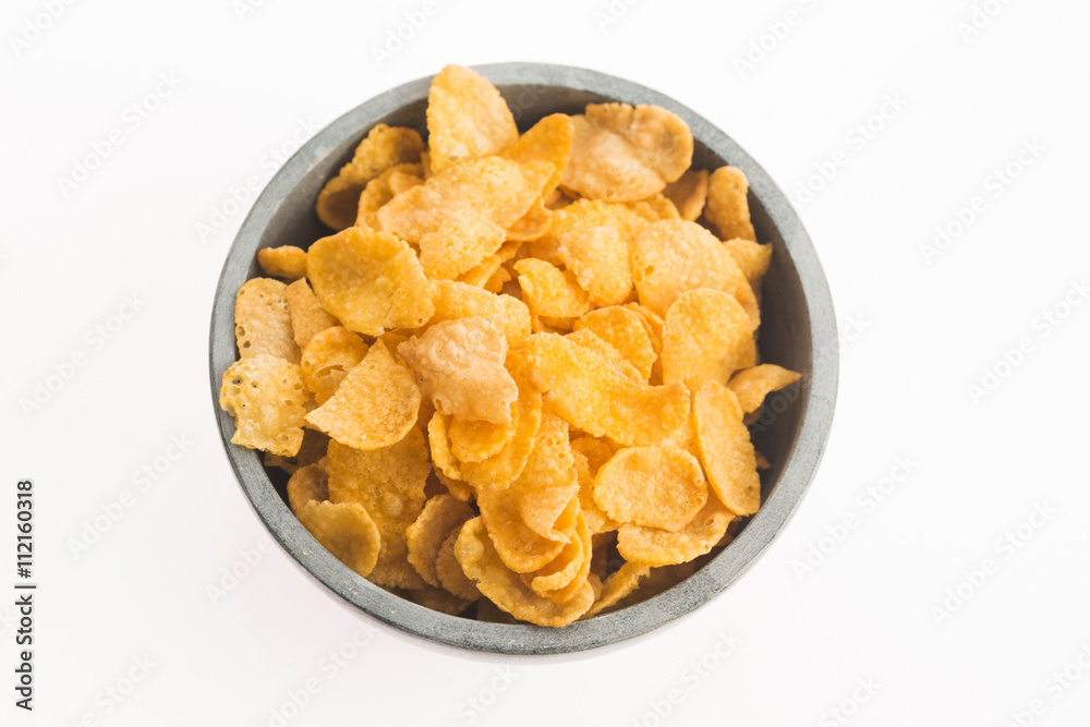 Corn flakes on white background Corn flakes on white background