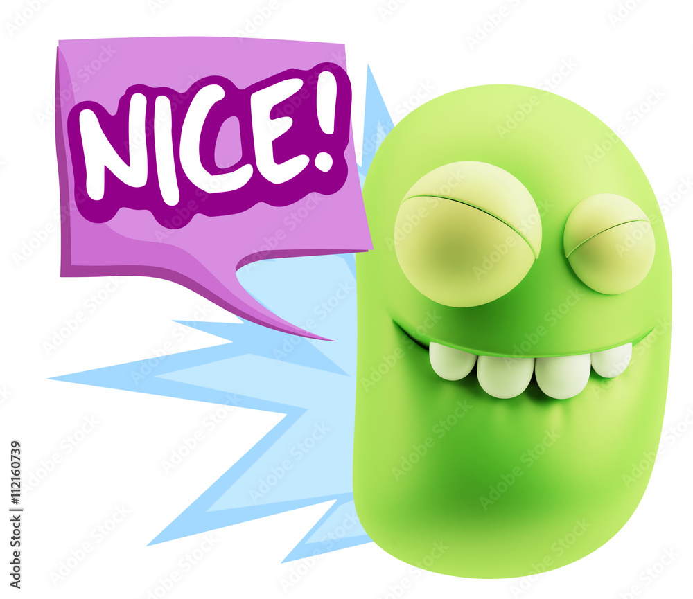 3d Rendering Smile Character Emoticon Expression saying Nice wit 3d Rendering Smile Character Emoticon Expression saying Nice wit