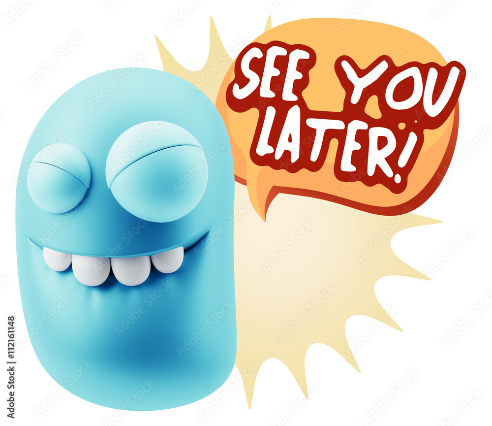 3d Illustration Laughing Character Emoji Expression saying See Y 3d Illustration Laughing Character Emoji Expression saying See Y
