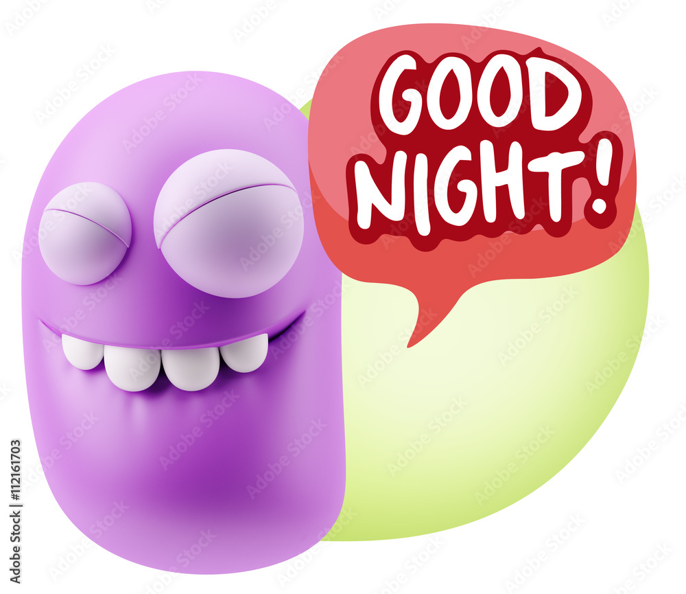 3d Rendering Smile Character Emoticon Expression saying Good Nig 3d Rendering Smile Character Emoticon Expression saying Good Nig