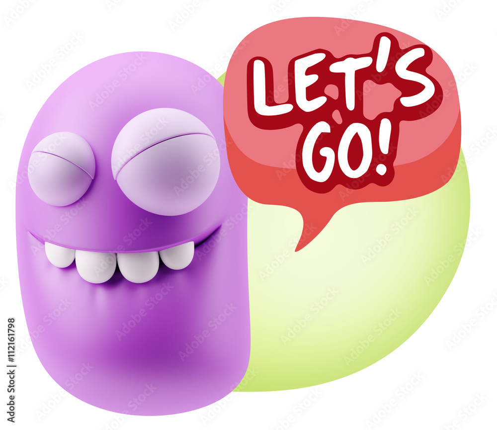 3d Rendering Smile Character Emoticon Expression saying Let'S Go 3d Rendering Smile Character Emoticon Expression saying Let'S Go