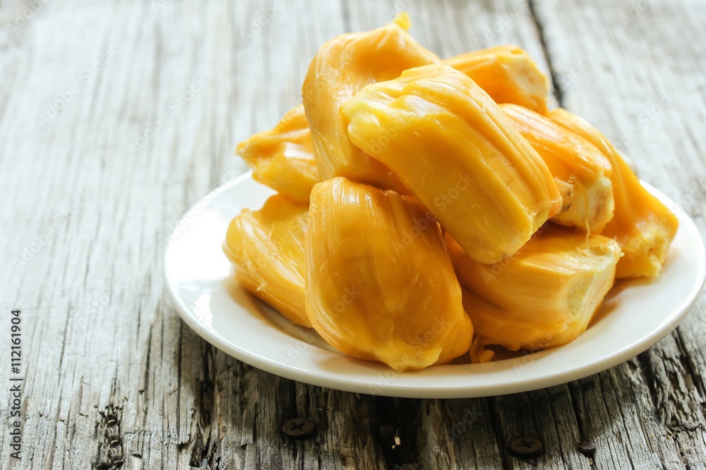 Fresh Jackfruit slices, selective focus Fresh Jackfruit slices, selective focus