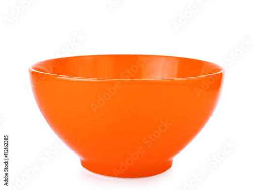 Orange empty bowl isolated on white background