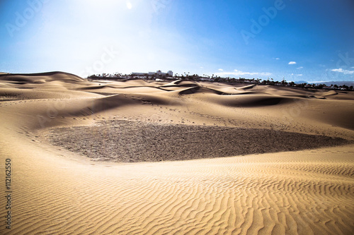 Sandy dunes in famous natural Maspalomas beach  Gran Canaria. Sp