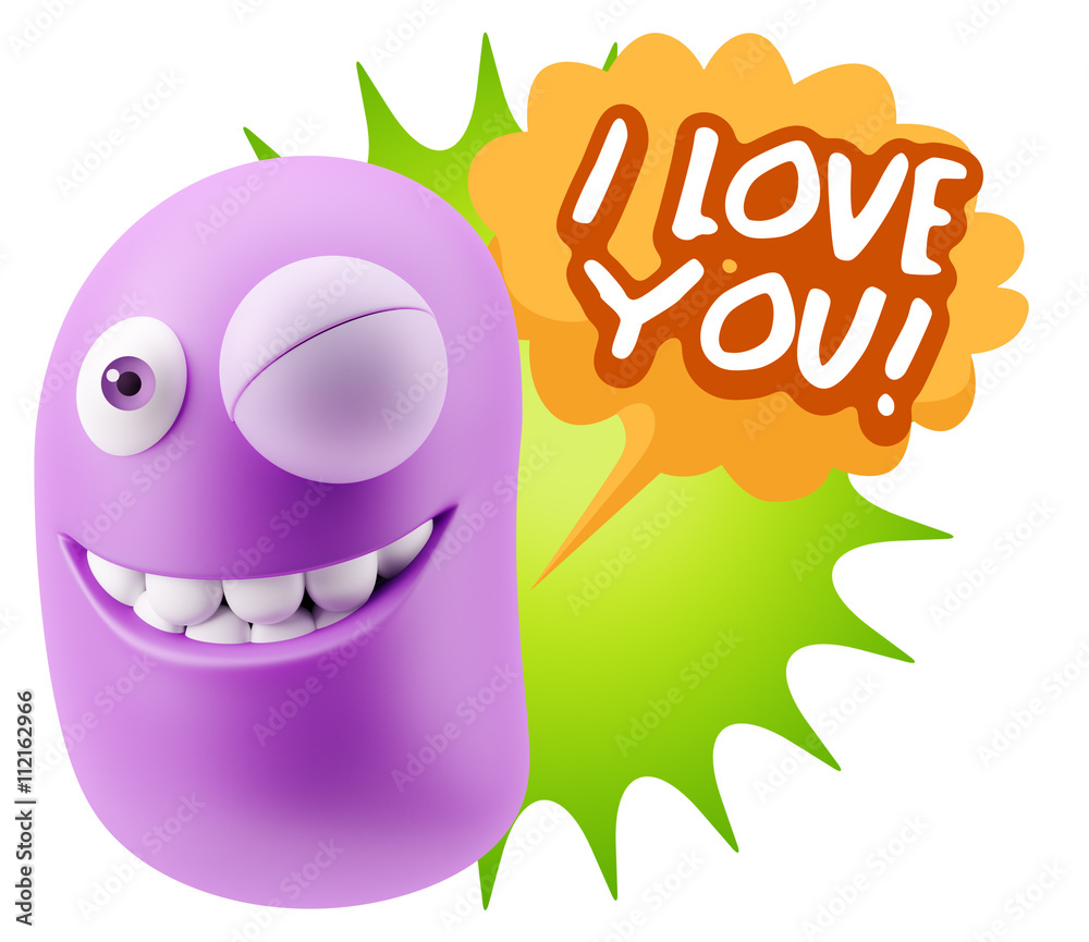 3d Rendering Smile Character Emoticon Expression saying I Love Y 3d Rendering Smile Character Emoticon Expression saying I Love Y