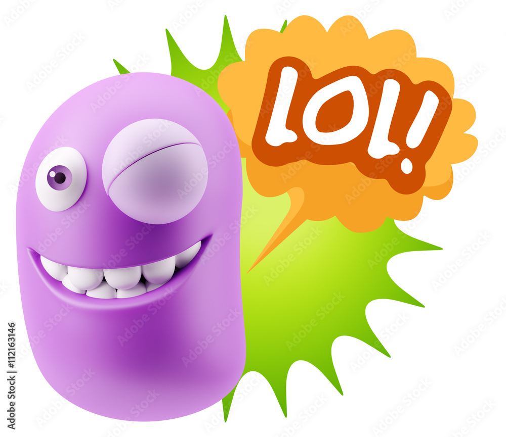 3d Illustration Laughing Character Emoji Expression saying Lol w 3d Illustration Laughing Character Emoji Expression saying Lol w