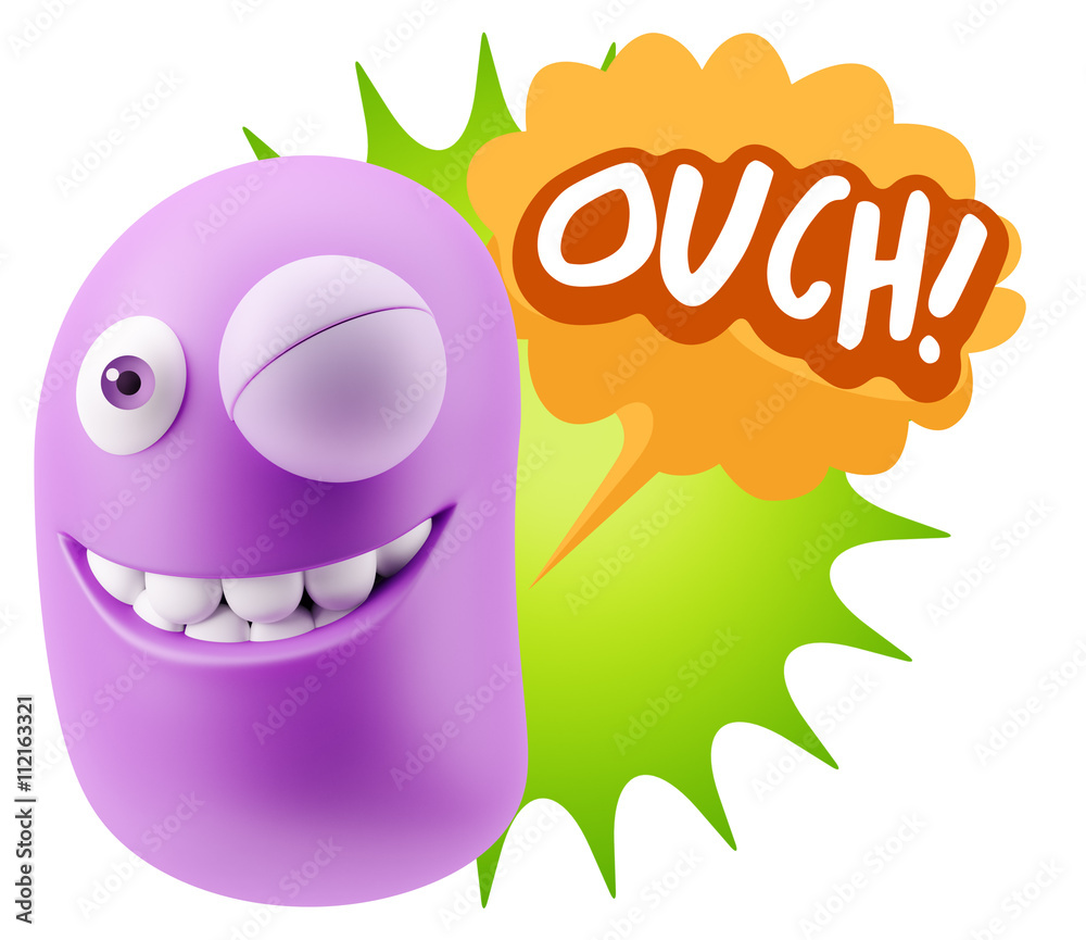 3d Illustration Laughing Character Emoji Expression saying Ouch 3d Illustration Laughing Character Emoji Expression saying Ouch