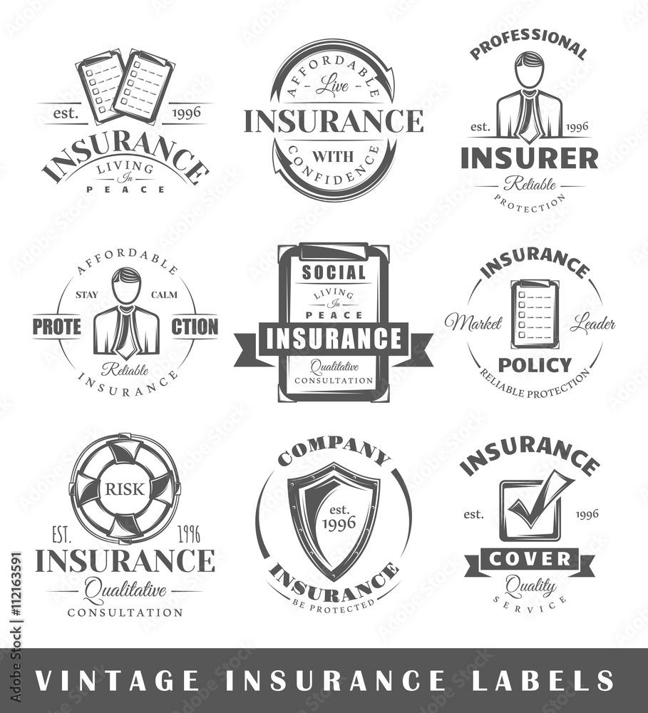Fototapeta premium Set of vintage insurance labels
