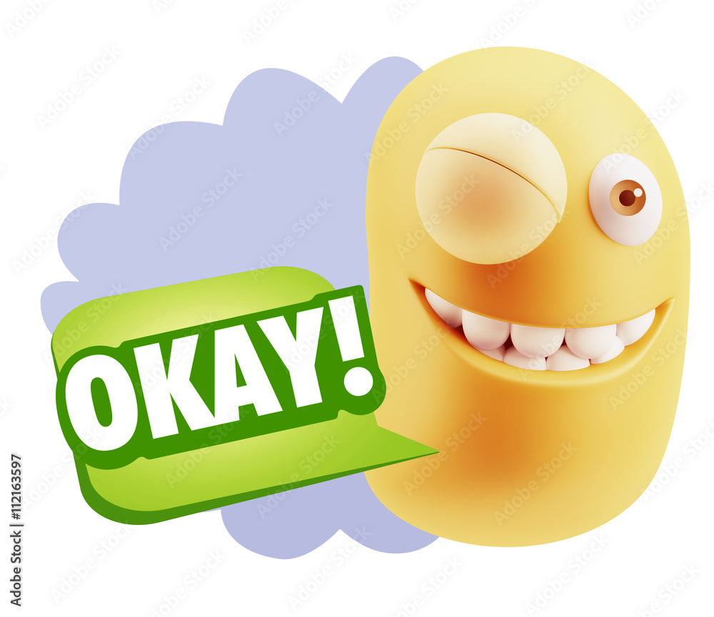 3d Illustration Laughing Character Emoji Expression saying Okay 3d Illustration Laughing Character Emoji Expression saying Okay