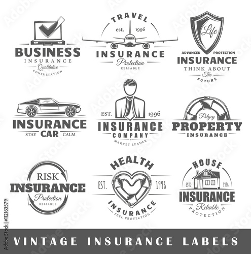 Set of vintage insurance labels