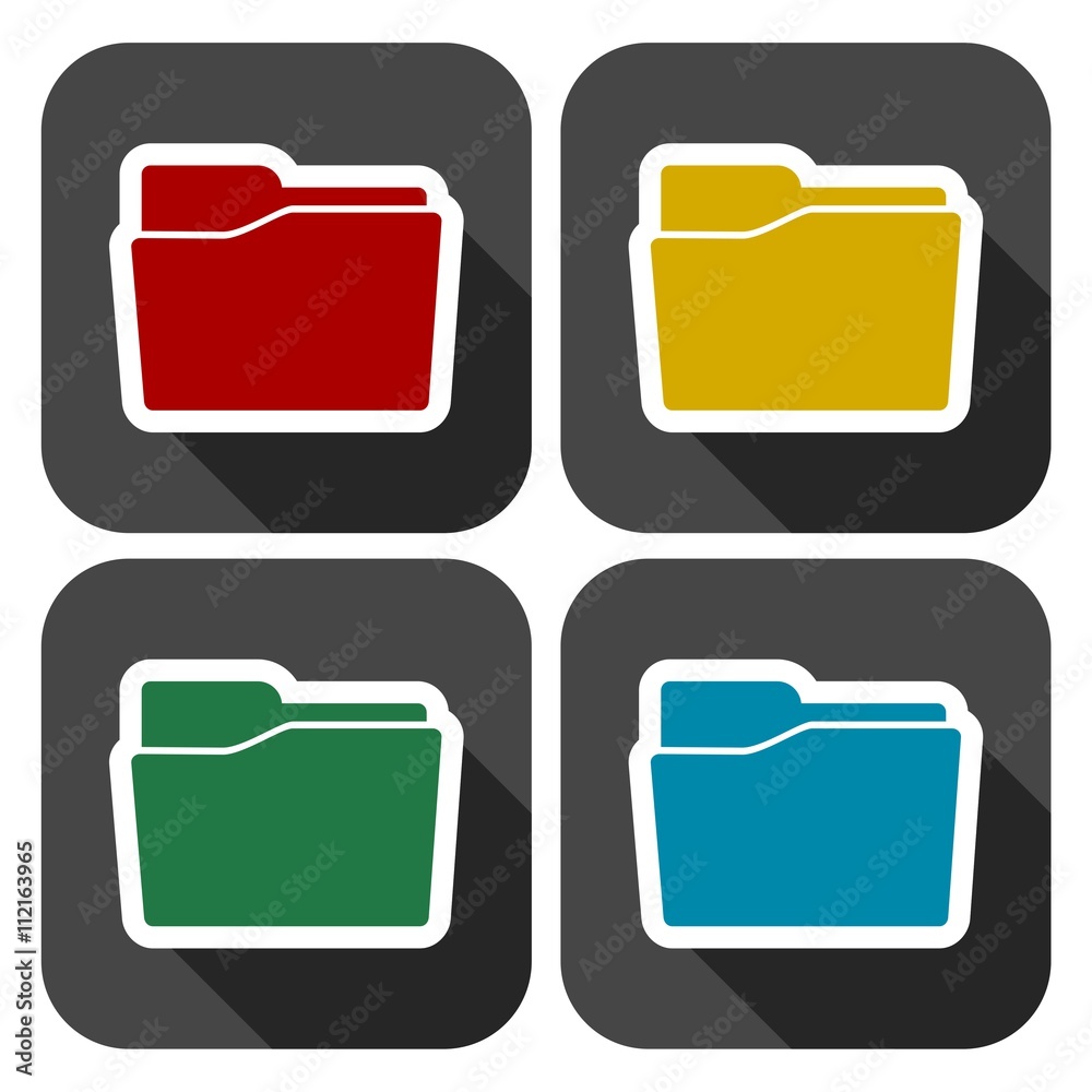 Folder icons set with long shadow Folder icons set with long shadow