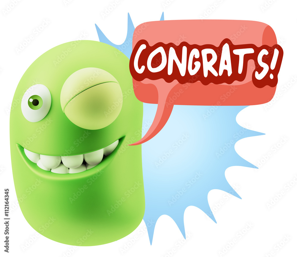 3d Rendering Smile Character Emoticon Expression saying Congrats 3d Rendering Smile Character Emoticon Expression saying Congrats