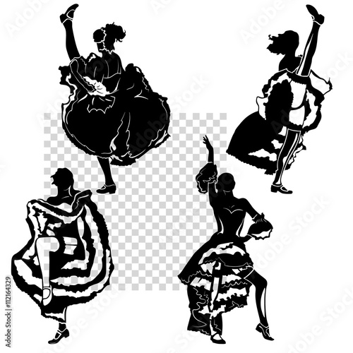cancan dancers silhouettes set photo