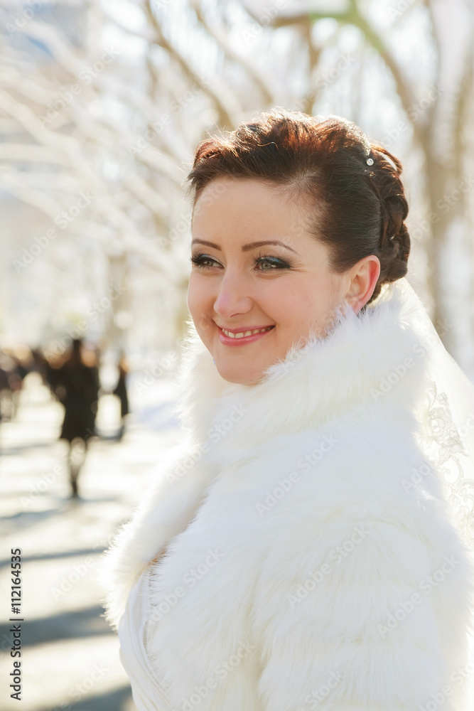 Wedding photo session in a snowy Park. Wedding photo session in a snowy Park.