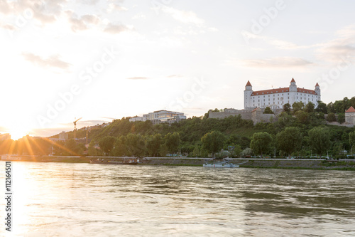  Bratislava castle,parliament and Danube river just before sunset, Slovakia