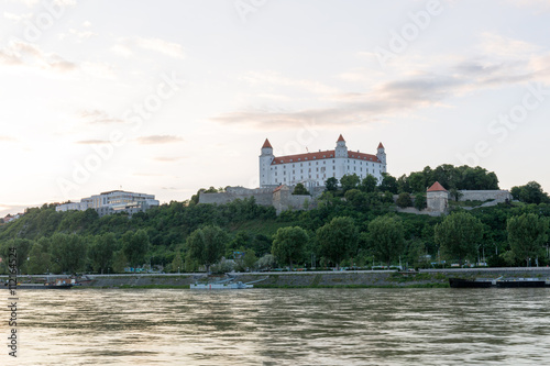  Bratislava castle,parliament and Danube river just before sunset, Slovakia