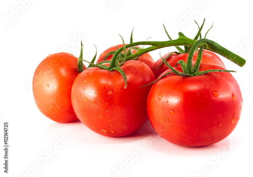  Red tomatoes isolated on a white background.