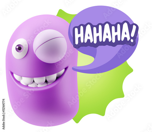 3d Illustration Laughing Character Emoji Expression saying Hahah photo