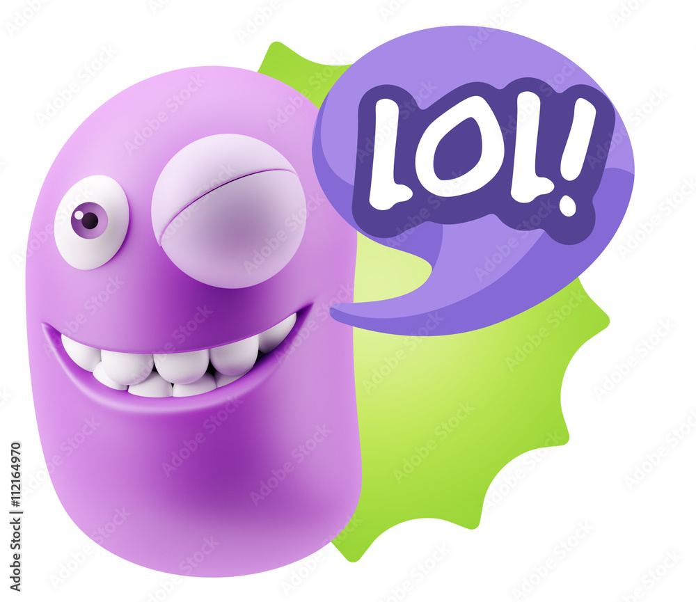 3d Illustration Laughing Character Emoji Expression saying Lol w 3d Illustration Laughing Character Emoji Expression saying Lol w