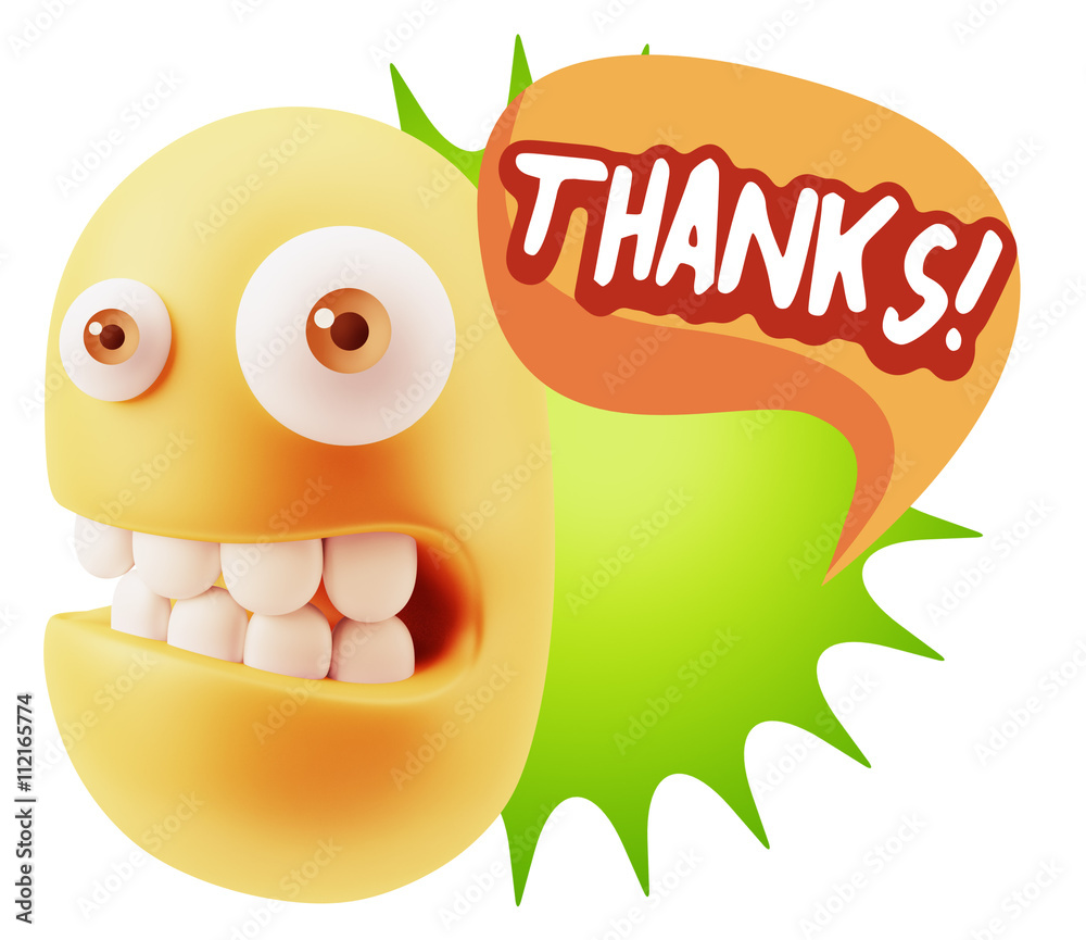 3d Rendering Smile Character Emoticon Expression saying Thanks w 3d Rendering Smile Character Emoticon Expression saying Thanks w