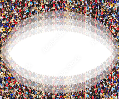 abstract and blurred circles of people with empty middle photo