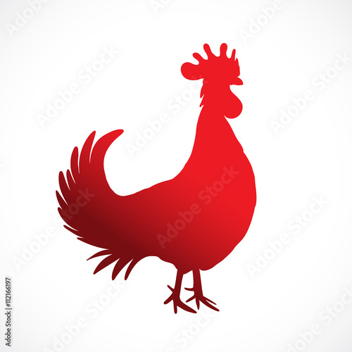 Chinese 2017 new year of the Rooster symbol. Rooster on white background. Chinese zodiac rooster design element for Chinese New Year decoration.