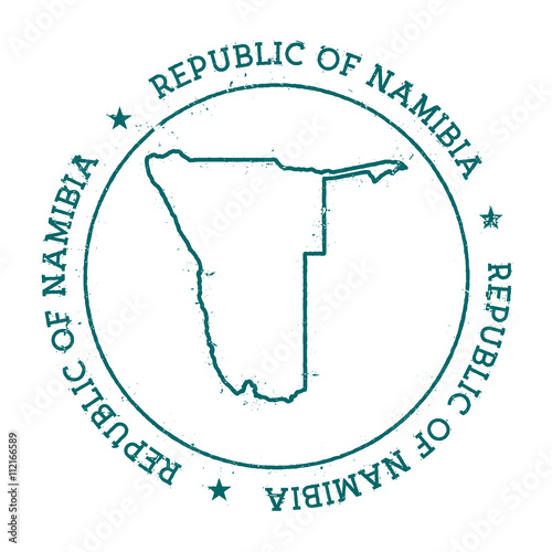Namibia vector map. Retro vintage insignia with country map. Distressed visa stamp with Namibia text wrapped around a circle and stars. USA state map vector illustration.