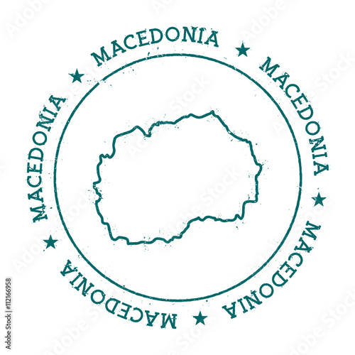 Macedonia, the Former Yugoslav Republic Of vector map... Retro vintage insignia with country map..