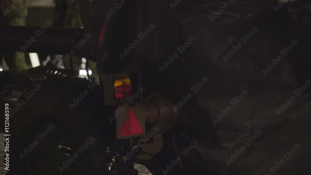 A moving truck with the heavy artillery on the military parade in the Freedom square in Estonia