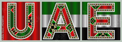 UAE Decorative Block Typography On Flag Tiles