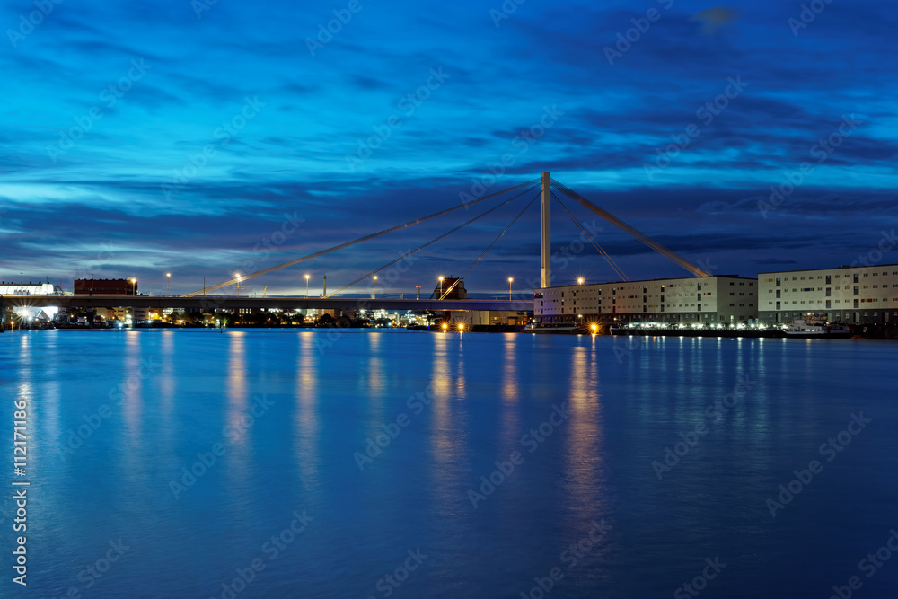 Cityscape of Mannheim and Ludwigshafen in Germany.