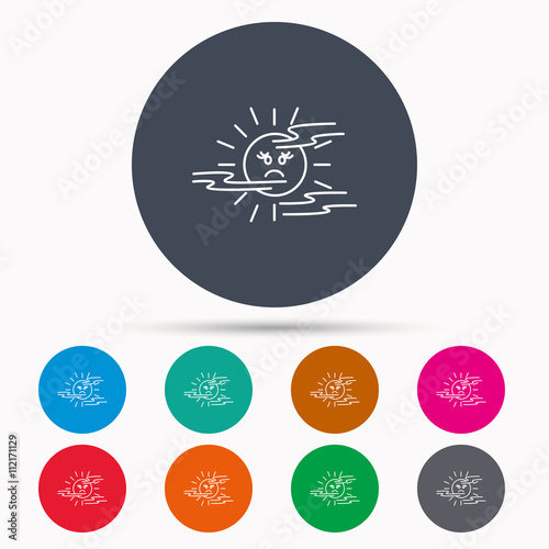 Mist icon. Fog with sun sign.