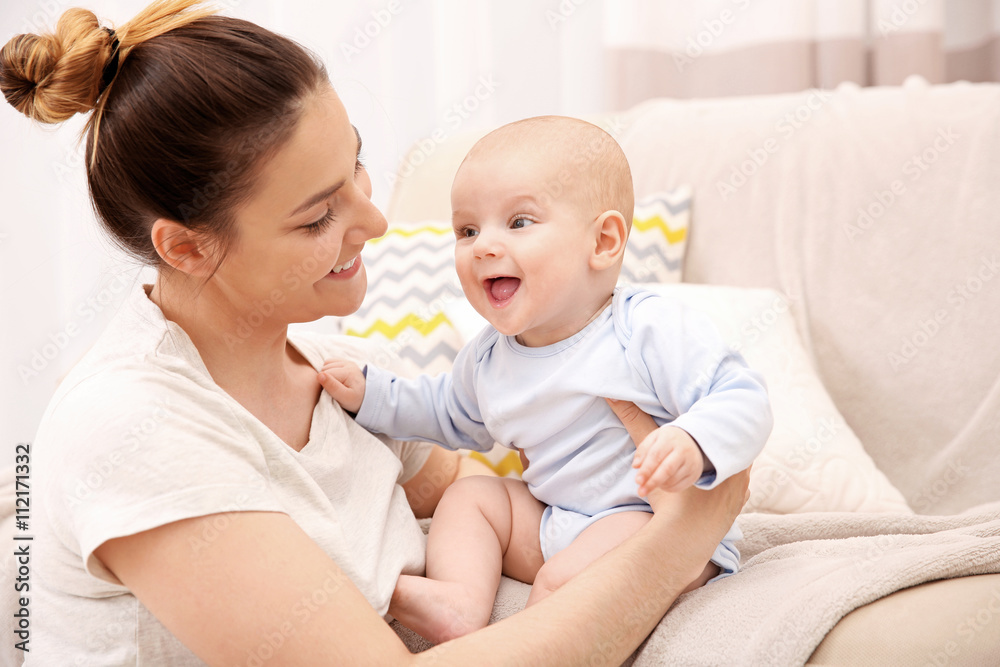 Mother and her little baby at home Mother and her little baby at home