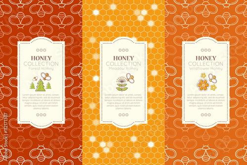 Vector design layouts - natural honey collection