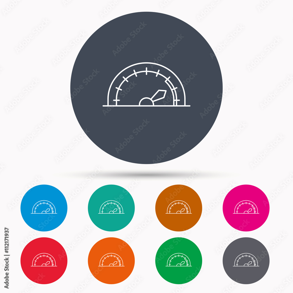 Speedometer icon. Speed tachometer with arrow. Speedometer icon. Speed tachometer with arrow.