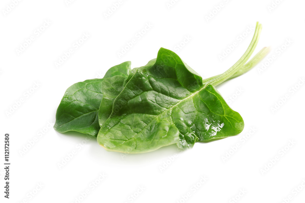 Fresh spinach leaves on white background Fresh spinach leaves on white background