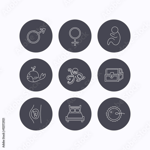 Fertilization, pregnancy and pediatrics icons.
