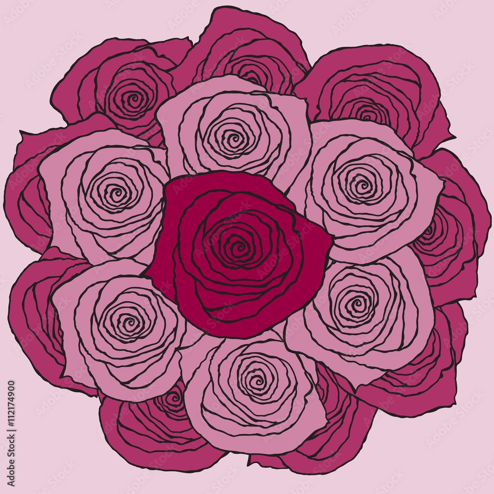 Fototapeta Vector rose bouquet design element