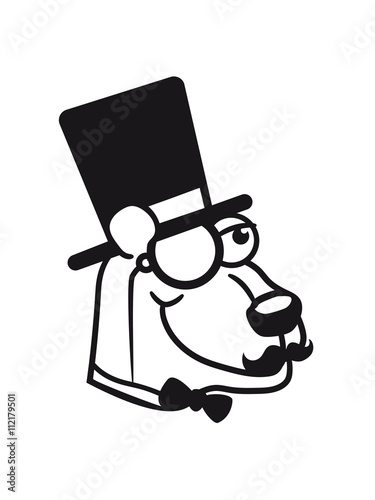 face head sir mr gentlemen claus cylinder monokel glasses mustache mustache sitting thick grizzly bear comic cartoon