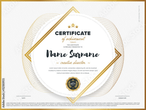 Certificate vector template. Diploma design. Graduation, achievement, success.