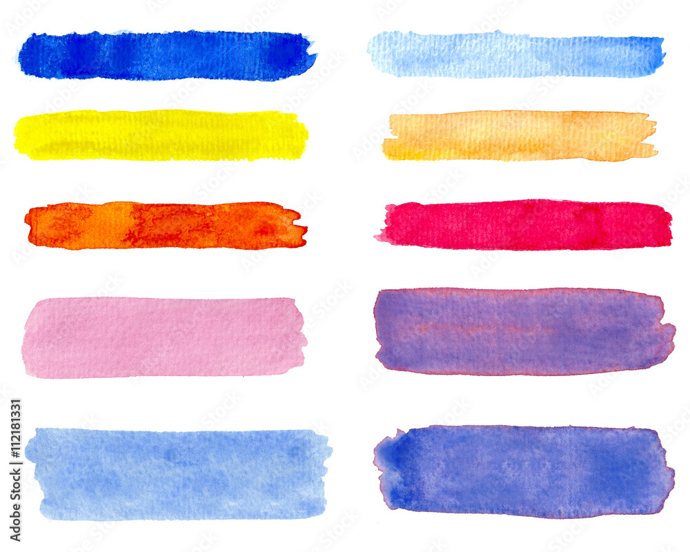 Watercolor hand painted brush strokes banners collection Watercolor hand painted brush strokes banners collection