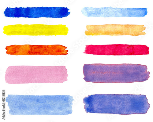 Watercolor hand painted brush strokes banners collection