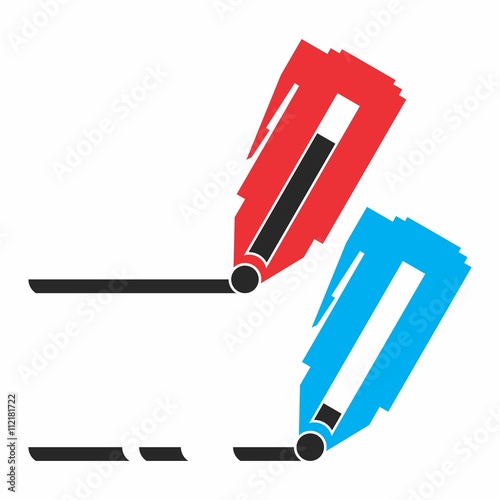 Red and blue ballpoint pen icon