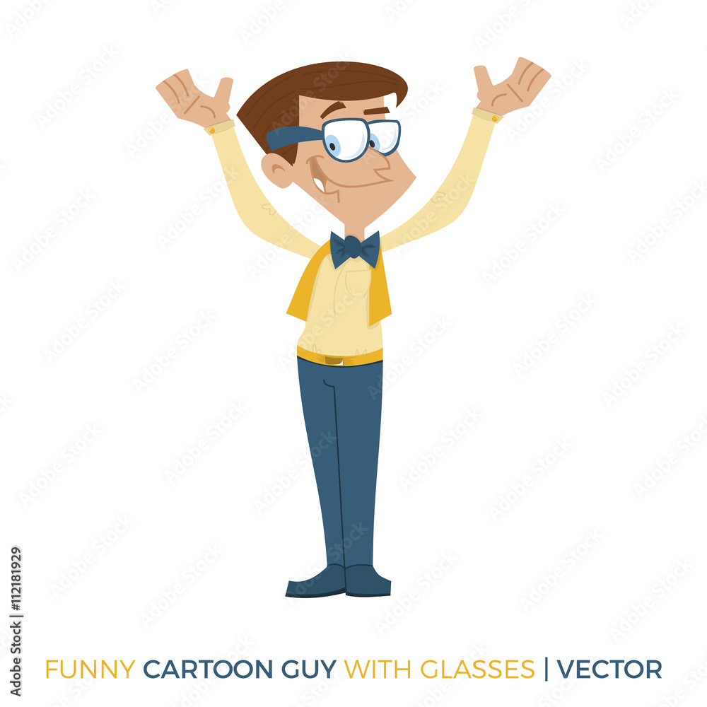 funny cartoon guy flat