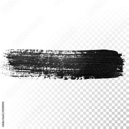 Black watercolor marker brush stroke. Vector oil paint gouache