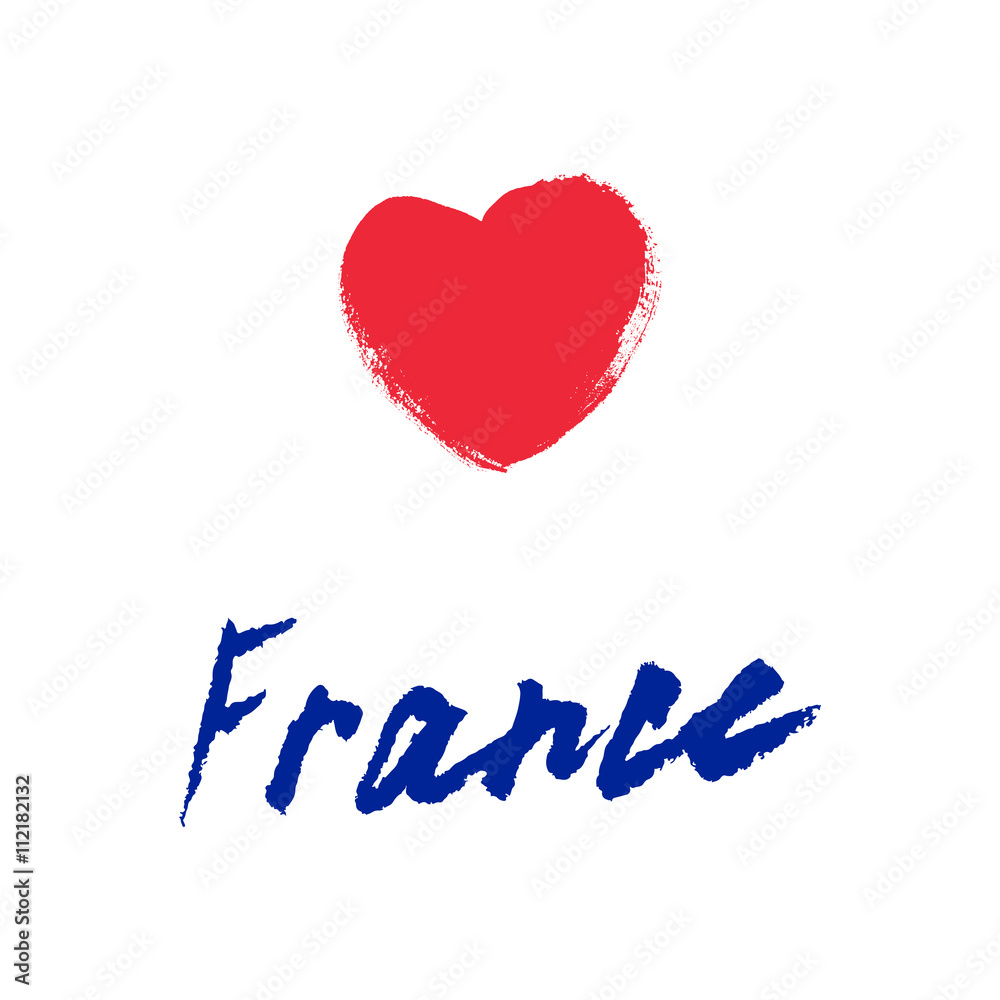 France, hand lettering vector. Modern calligraphy pen and ink.