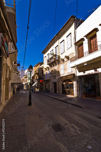 Street with shops at the old medieval part of the city Rethymno, Crete, Greece © banepetkovic